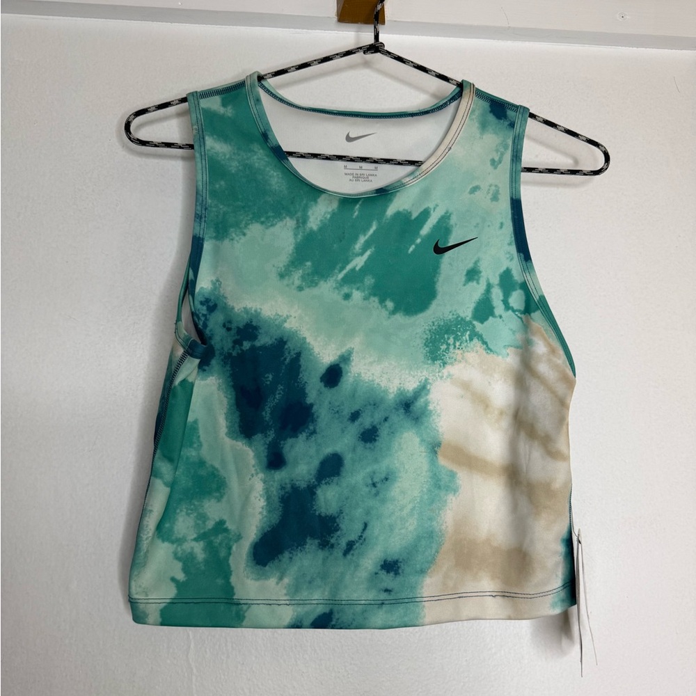 NWT Nike Women's Aqua and Beige Tie-Dye Tank Top